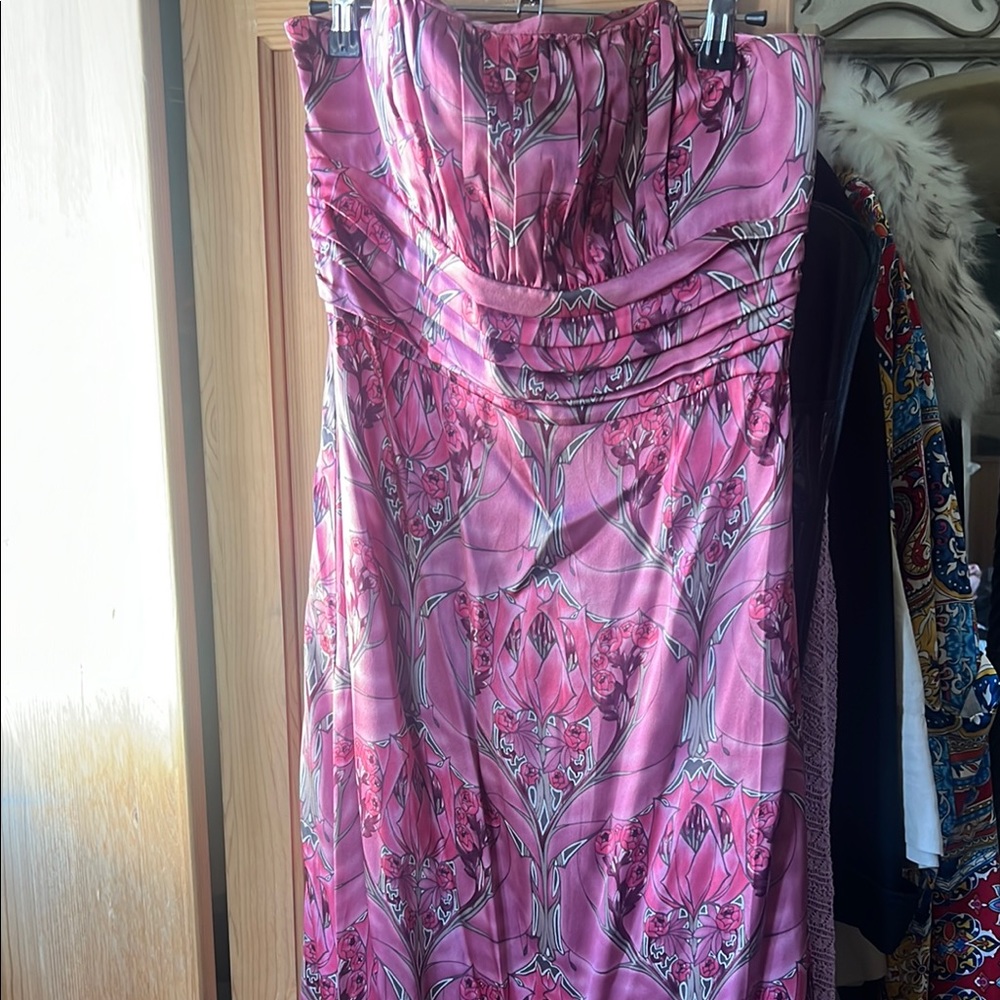 Plenty by Tracy Reese Pink Ruched Strapless Gown